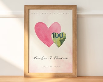 Wedding money gift | | Wedding poster | Personalized | Gift for the bride and groom | Wedding gifts money | | Last minute gift