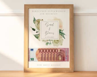 Personalized money gift wedding | Wedding poster | DIY wedding gifts money wedding gifts names | Gift for the bride and groom