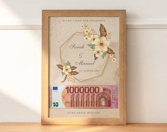 Geldgeschenk Hochzeit |  | Hochzeitsposter | Personalisiert  | DIY | Hochzeitsgeschenke Geld | Eure erste Million | Last minute Geschenk