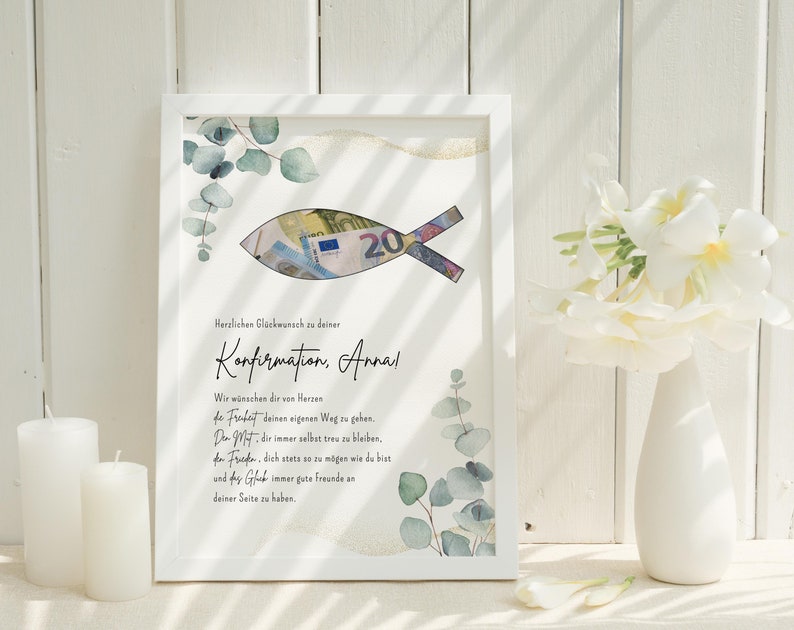 personalisiertes Geldgeschenk zur Konfirmation | DIY kreatives Geschenk für Mädchen u. Jungen | Geschenkidee | Last Minute Geschenk Fisch