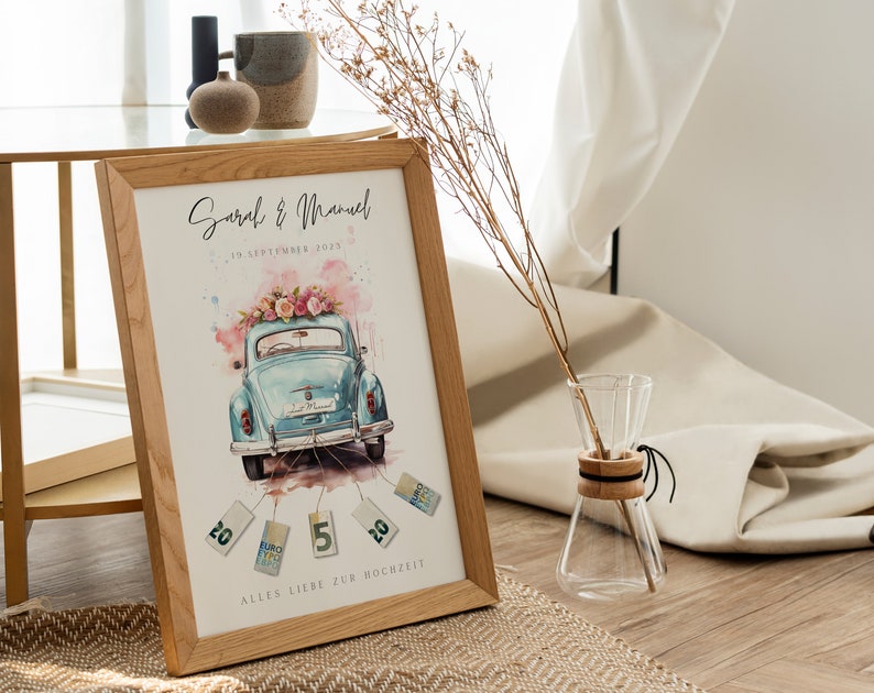 personalisiertes Geldgeschenk Hochzeit | Hochzeitsauto| DIY Geldgeschenkidee basteln | Hochzeitsgeschenk für das Brautpaar | Download A4