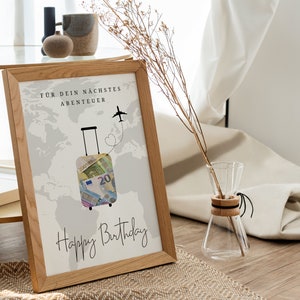 Geldgeschenk Geburtstag Geschenk Geburtstag Reise Happy Birthday 18. Geburtstag DIY Geldgeschenk basteln Digital Download PDF A4 Bild 6