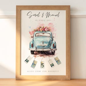 Personalized wedding cash gift | Wedding car | DIY cash gift idea | Wedding gift for the bride and groom | Download A4