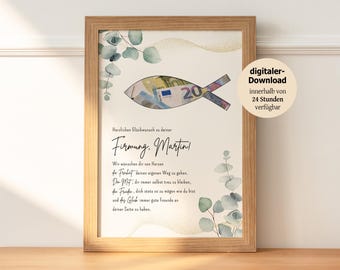 personalized money gift for confirmation | DIY to print yourself | creative gift for girls and boys | Personal gift A4