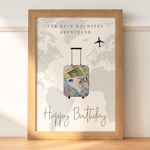 Geldgeschenk Geburtstag | Geschenk Geburtstag | Reise | Happy Birthday | 18. Geburtstag | DIY Geldgeschenk basteln | Digital Download PDF A4