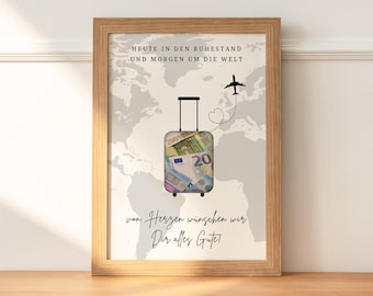 Cash gift for retirement, pension, retirement | Gift template for colleague to print out yourself | Creative cash gift | Farewell gift