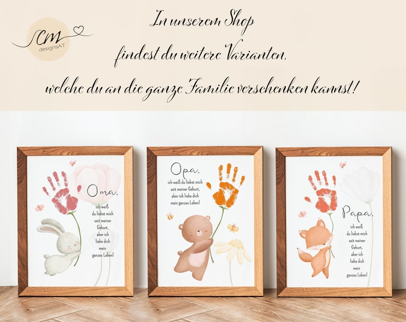 Geschenk Handabdruck Bär I DIY Geschenk Mama, Papa l Geschenk Oma und Opa I Personalisiertes Geschenk l Wandbild Baby & Kinderzimmer Deko Bild 9