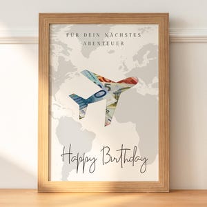 Geldcadeau verjaardag | Cadeau verjaardag | Reizen | Fijne verjaardag | 18e verjaardag | Maak een doe-het-geldcadeau | Digitale download-PDF A4