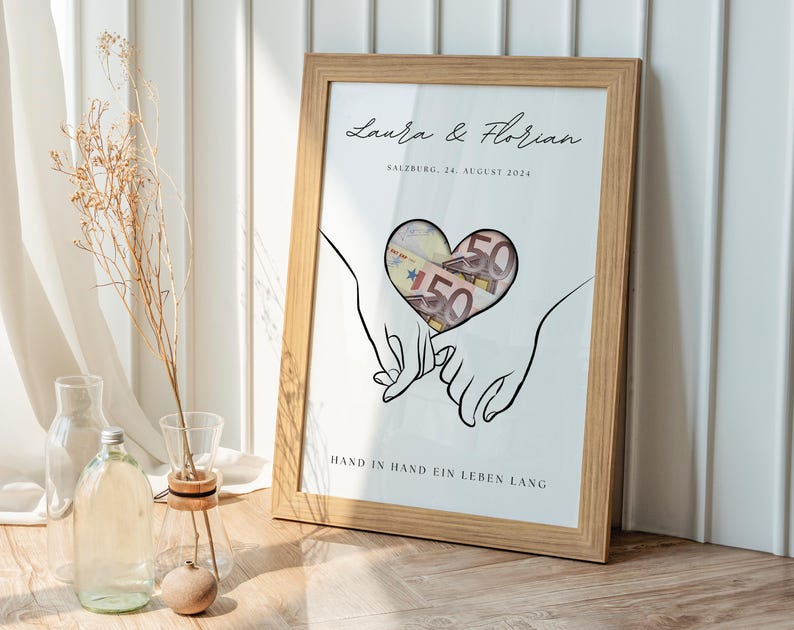 Geldgeschenk Hochzeit | | Hochzeitsposter | Personalisiert | Geschenk für das Brautpaar | Hochzeitsgeschenke Geld |  | Last minute Geschenk