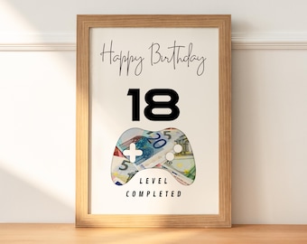 Birthday cash gift | Personal birthday gift | Birthday cash gift | Last minute - Cash gift gamer A4 download