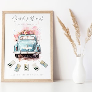 personalisiertes Geldgeschenk Hochzeit | Hochzeitsauto| DIY Geldgeschenkidee basteln | Hochzeitsgeschenk für das Brautpaar | Download A4