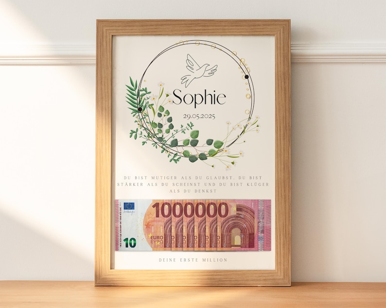 personalisiertes Geldgeschenk Jugendweihe |  Kommunion | Konfirmation | Firmung | Taufe | DIY | Deine erste Million | Geschenk Patenkind