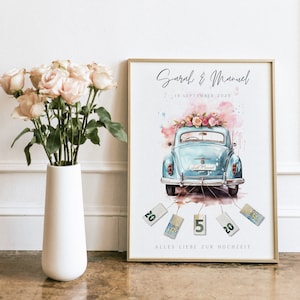 personalisiertes Geldgeschenk Hochzeit | Hochzeitsauto| DIY Geldgeschenkidee basteln | Hochzeitsgeschenk für das Brautpaar | Download A4