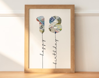 Geldcadeau verjaardag | creatief 18e verjaardagscadeau | Verjaardagscadeau om af te drukken | DIY last-minute geldcadeau