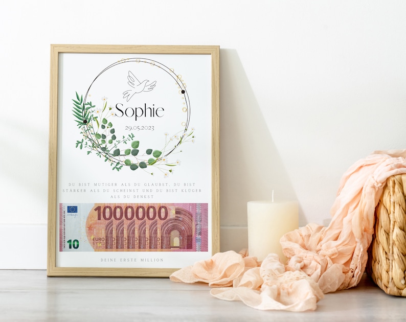 personalisiertes Geldgeschenk Jugendweihe |  Kommunion | Konfirmation | Firmung | Taufe | DIY | Deine erste Million | Geschenk Patenkind