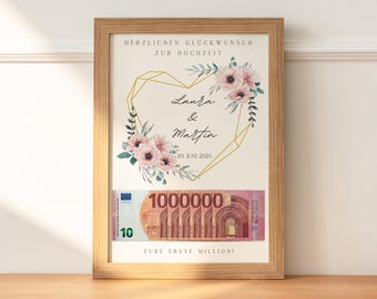 Personalisiertes Geldgeschenk Hochzeit | Hochzeitsposter | DIY Hochzeitsgeschenke Geld | Eure erste Million | Hochzeitsgeschenke Namen | PDF