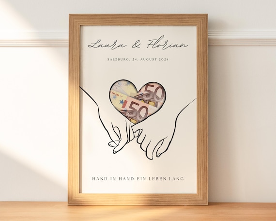 personalisiertes Geldgeschenk Hochzeit | Hochzeitsposter | Geschenk für das Brautpaar | Hochzeitsgeschenke Geld |  | Last minute Geschenk