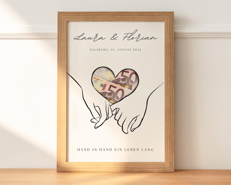 Geldgeschenk Hochzeit | | Hochzeitsposter | Personalisiert | Geschenk für das Brautpaar | Hochzeitsgeschenke Geld |  | Last minute Geschenk