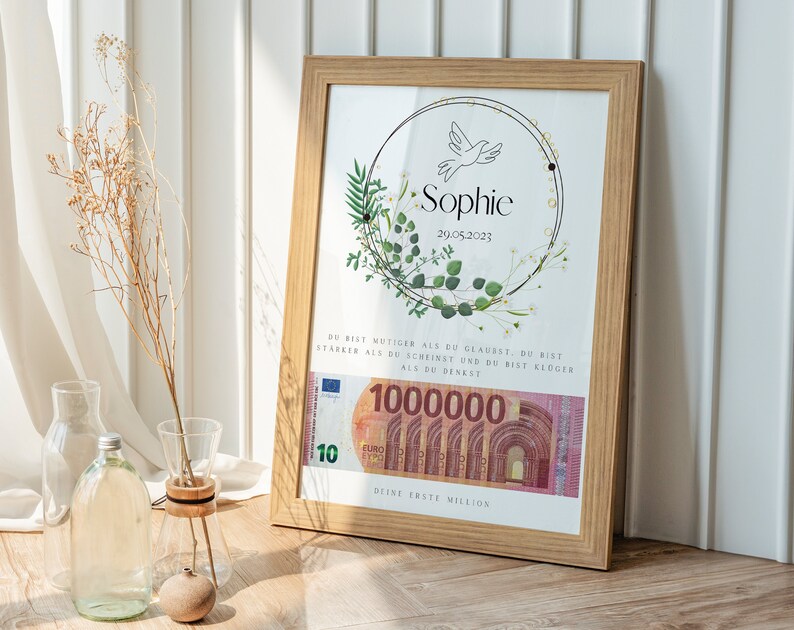 personalisiertes Geldgeschenk Jugendweihe |  Kommunion | Konfirmation | Firmung | Taufe | DIY | Deine erste Million | Geschenk Patenkind