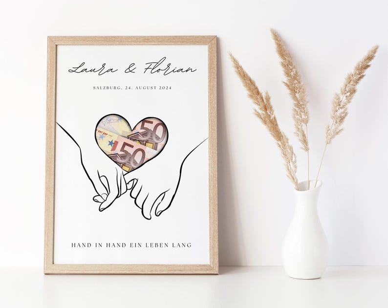 Geldgeschenk Hochzeit | | Hochzeitsposter | Personalisiert | Geschenk für das Brautpaar | Hochzeitsgeschenke Geld |  | Last minute Geschenk