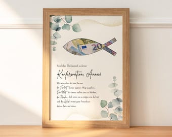 regalo de dinero personalizado para confirmación | regalo creativo para niñas y niños | Idea de regalo de bricolaje | Pescado de regalo de última hora