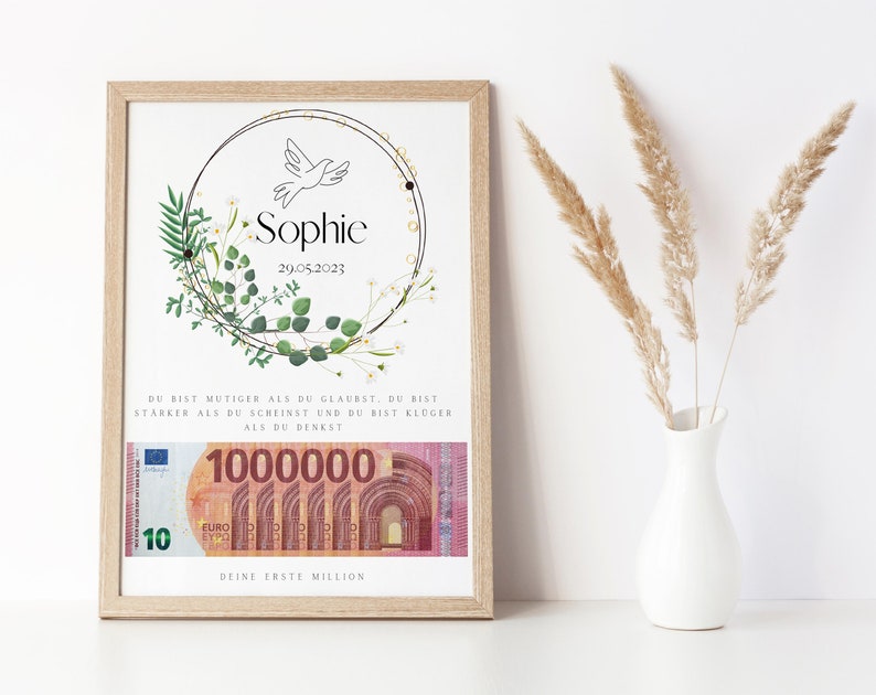 personalisiertes Geldgeschenk Jugendweihe |  Kommunion | Konfirmation | Firmung | Taufe | DIY | Deine erste Million | Geschenk Patenkind