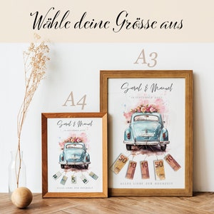 personalisiertes Geldgeschenk Hochzeit | Hochzeitsauto| DIY Geldgeschenkidee basteln | Hochzeitsgeschenk für das Brautpaar | Download A4