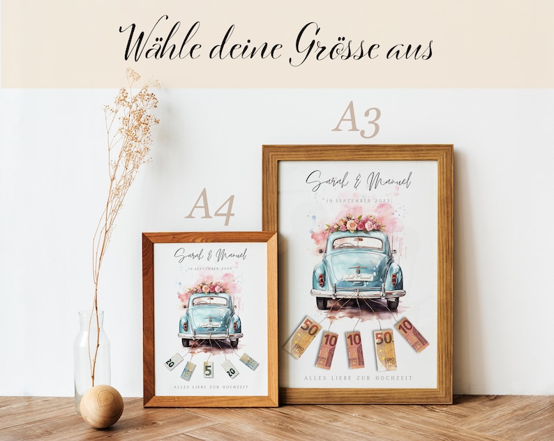 Wedding money gift Wedding car Personalized Make a DIY money gift idea Wedding gifts money Digital PDF download image 4