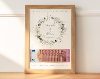 personalisiertes Geldgeschenk Hochzeit | Hochzeitsposter | Hochzeitsgeschenke Geld | Geschenk für das Brautpaar |  Hochzeitsgeschenke Namen