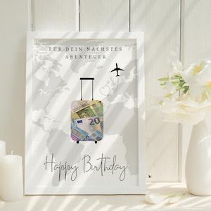 Geldgeschenk Geburtstag Geschenk Geburtstag Reise Happy Birthday 18. Geburtstag DIY Geldgeschenk basteln Digital Download PDF A4 画像 7