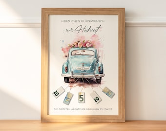 Personlig bröllopspresent med pengar | Bröllopsbil | Gör-det-själv-presentidé med pengar | Bröllopspresenter med pengar | Digital PDF-nedladdning