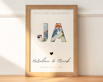 personalisiertes Geldgeschenk Hochzeit | Hochzeitsposter | DIY Geldgeschenk basteln | Hochzeitsgeschenk Brautpaar | Hochzeitsgeschenke Namen