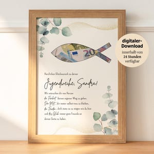 cadeau d'argent personnalisé pour la consécration des jeunes | DIY à imprimer soi-même | cadeau créatif pour filles et garçons | Cadeau personnel A4