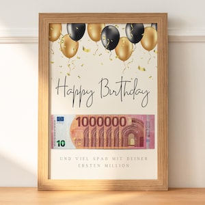 Geldgeschenk zum Geburtstag | Geld kreativ verschenken | Deine erste Million | Einzigartiges Last-Minute Geldgeschenk zum Selbstdrucken A4