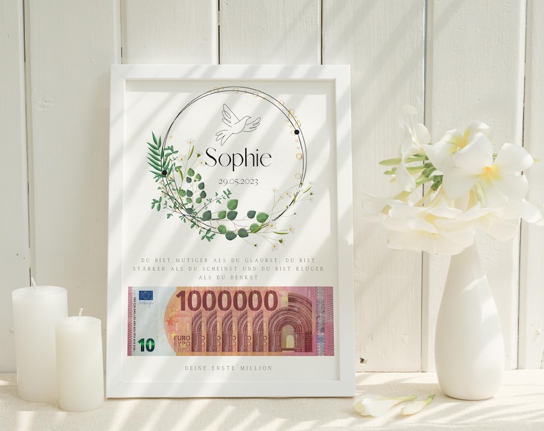 personalisiertes Geldgeschenk Jugendweihe |  Kommunion | Konfirmation | Firmung | Taufe | DIY | Deine erste Million | Geschenk Patenkind