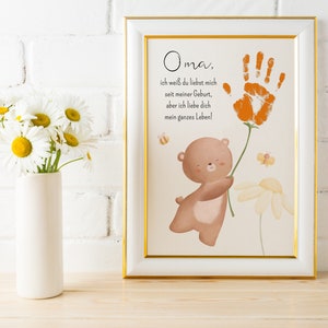 Geschenk Handabdruck Bär I DIY Geschenk Mama, Papa l Geschenk Oma und Opa I Personalisiertes Geschenk l Wandbild Baby & Kinderzimmer Deko Bild 7