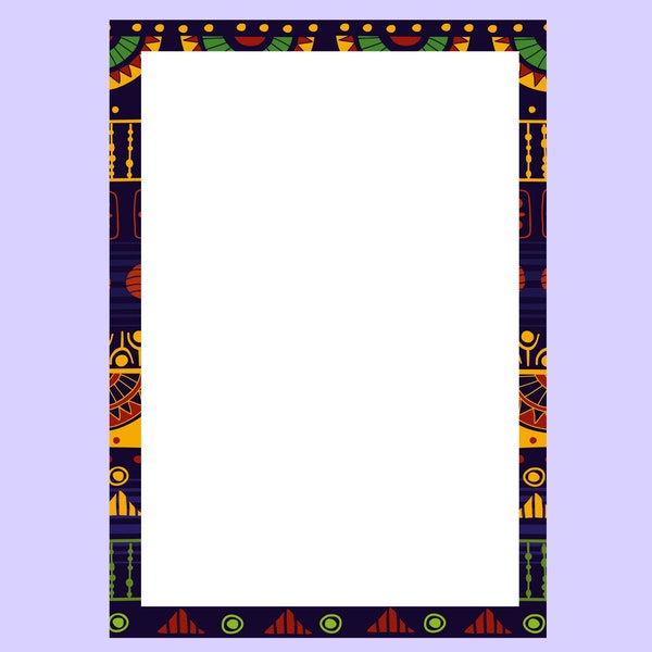 Frame Letter Writing Paper, Digital Download, Stationery Printable, A4, Blank, Note, Memo Sheet, Colorful, African Print