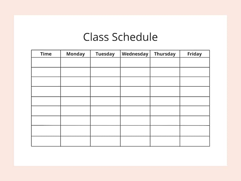 Printable Class Schedule Planner Instant Download Minimalist Weekly Schedule A4 image 1