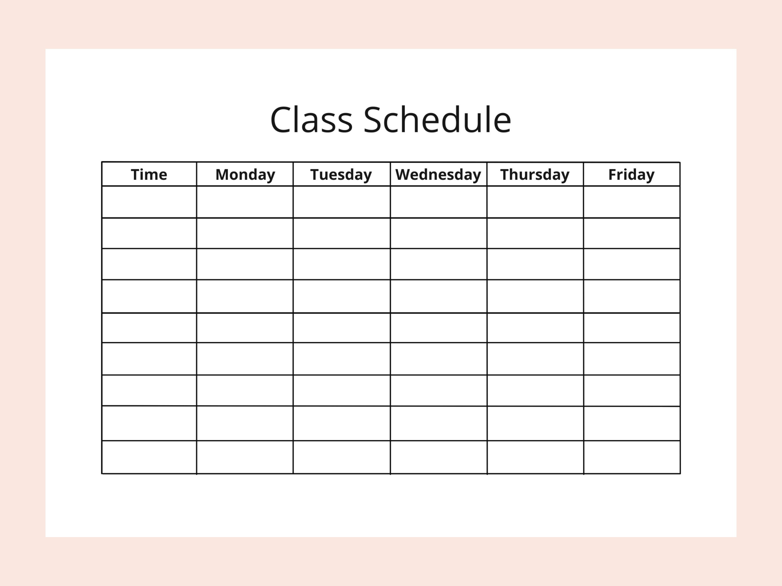 Printable Class Schedule Planner Instant Download Minimalist Weekly Schedule A4 Etsy Australia