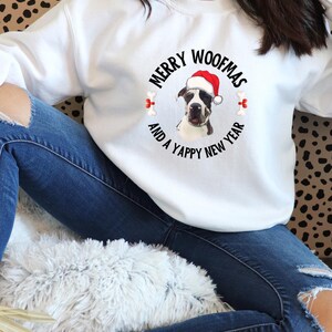 Personalised Christmas Dog Sweatshirt, custom dog shirt, Xmas Jumper, Dog mom gift, Dog dad gift, Personalized Xmas dog sweater.
