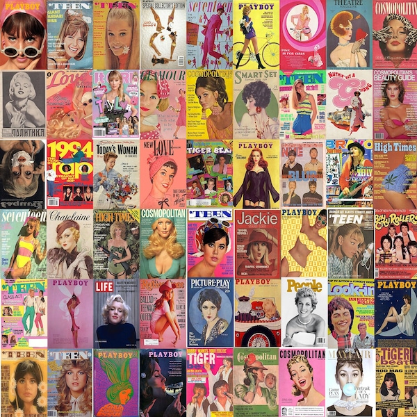 60 Vintage Magazines Covers - Vintage Magazine Room Decor- Vintage Music Covers - Magazines Room Decor - Vintage Collage Kit -