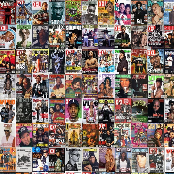 200 Hip-Hop/Rap Magazines Cover vintage Digital Collage Kit - Magazine Aesthetic - vintage Hip Hop Wall Collage - Room Decor
