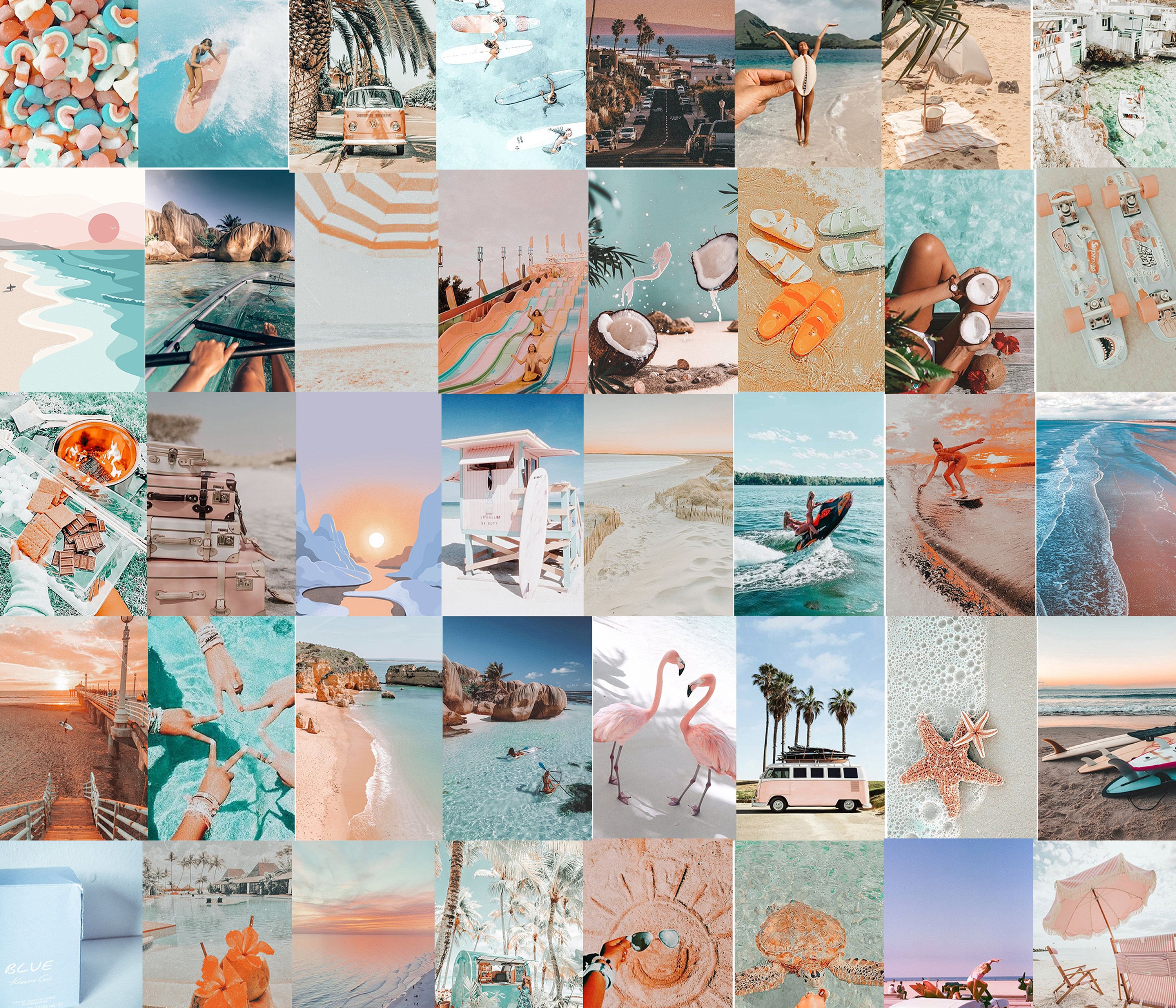 90 Collage Kit Photos Boho Beach Vibes Aesthetic VSCO Wall 