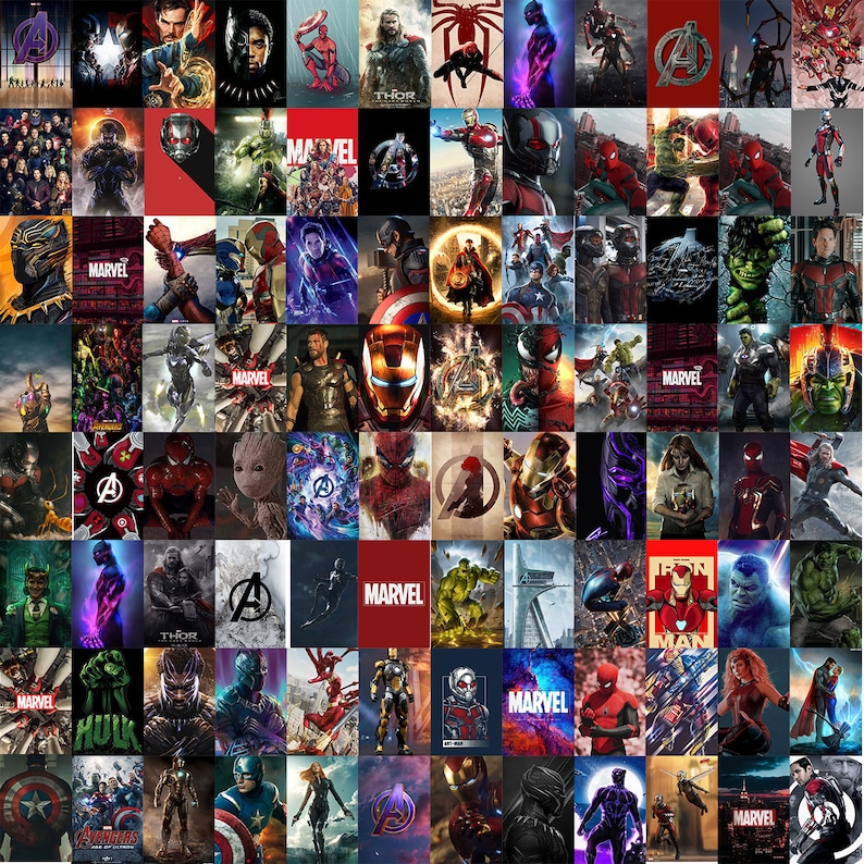 100 PCS Avengers Wall Collage Kit Marvel Aesthetic Photo Collage Avengers Super Hero Pictures