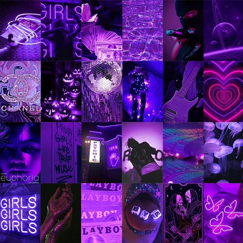 150 PCS Euphoria Purple Wall Collage Kit Purple Neon | Etsy