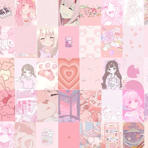 125 PCS Pink Kawaii Wall Collage Kit Pastel Manga Aesthetic Photo ...