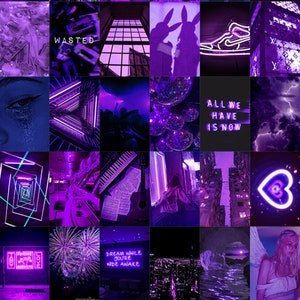 150 PCS Euphoria Purple Wall Collage Kit Purple Neon Aesthetic Photo ...
