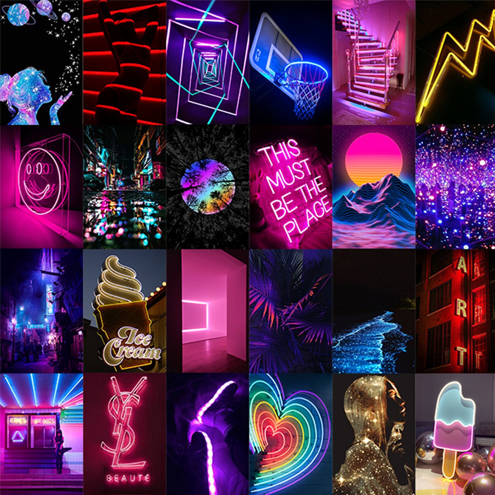 110 PCS Neon Wall Collage Kit Neon Aesthetic Photo Collage Etsy Canada