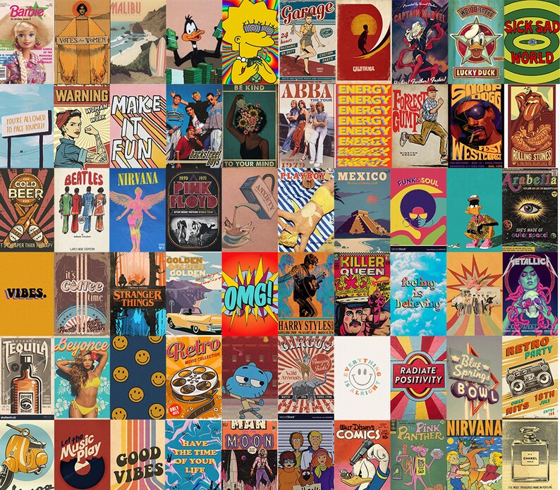 150 PCS Retro Wall Collage Kit Vintage Poster Wall Collage Etsy India
