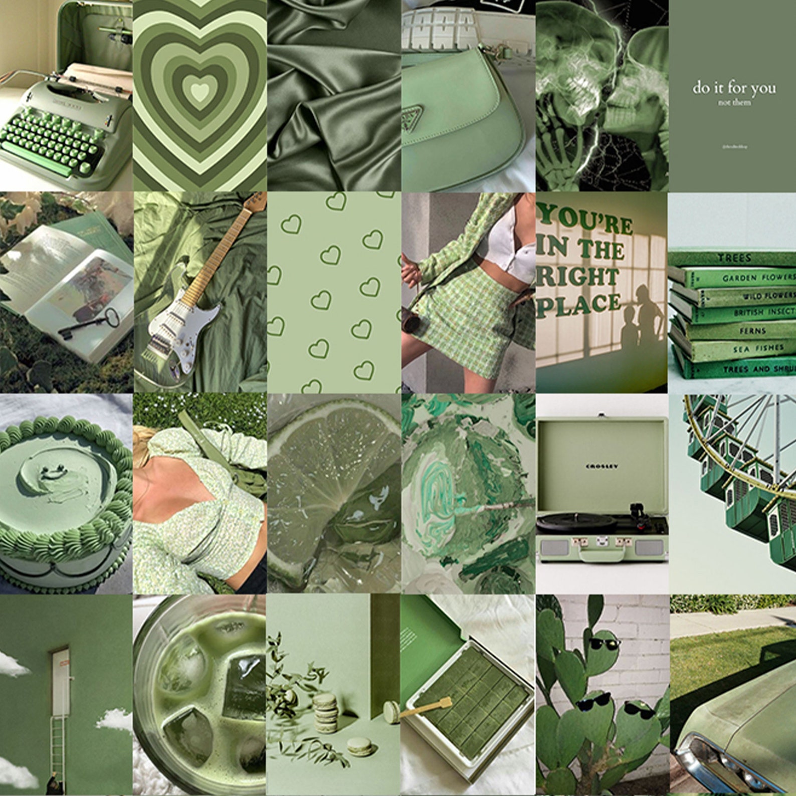 130 Pcs Sage Green Wall Collage Kit 2 Boho Aesthetic Soft Etsy